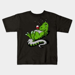 T-Rex Dinosaur Wine Party Kids T-Shirt